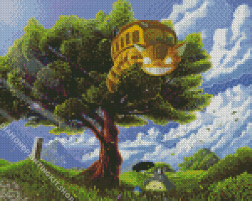 Cat Bus On Tree Diamond Painting