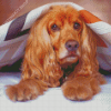 Cocker Spaniel Under Blanket Diamond Painting