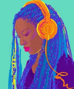 Cool Afro Girl With Headphones Diamond Painting