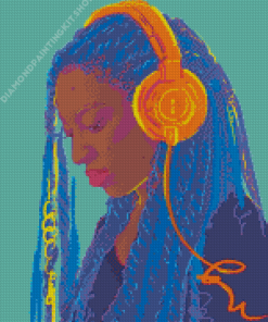 Cool Afro Girl With Headphones Diamond Painting