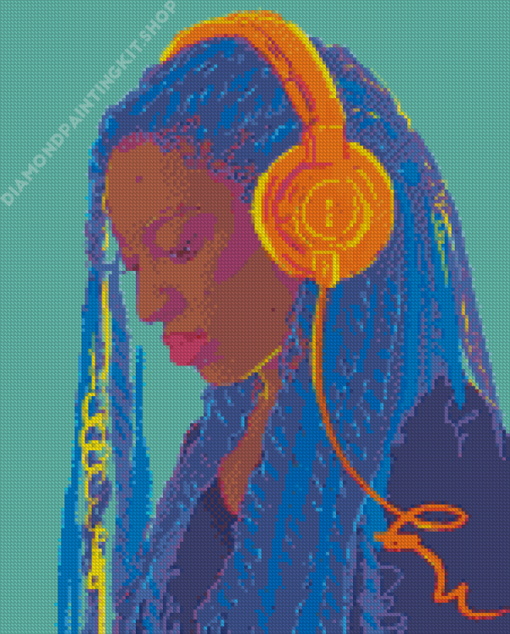 Cool Afro Girl With Headphones Diamond Painting