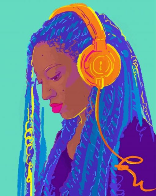 Cool Afro Girl With Headphones Diamond Painting