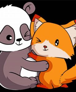 Cute Panda And Fox Diamond Painting