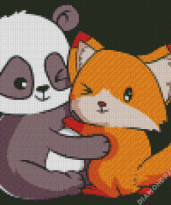 Cute Panda And Fox Diamond Painting