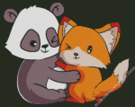 Cute Panda And Fox Diamond Painting