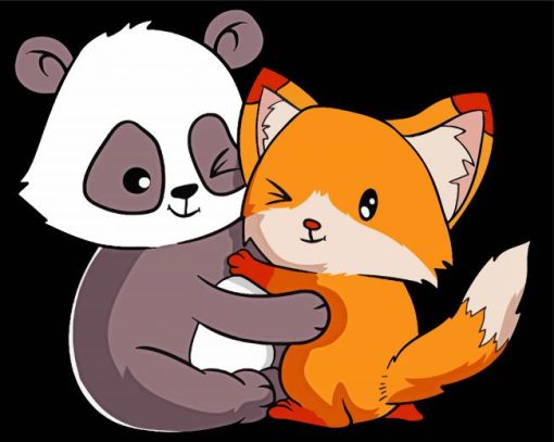 Cute Panda And Fox Diamond Painting