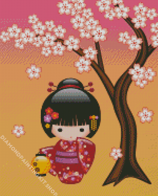 Cute Japanese Doll Diamond Painting