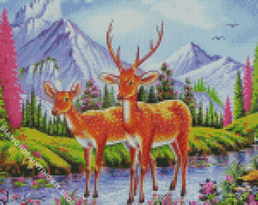 Aesthetic Deer Couple Diamond Painting