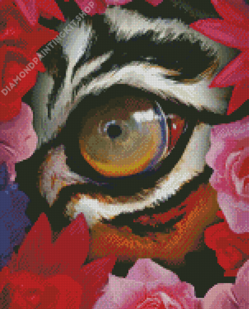 Floral Tiger Eyes Diamond Painting