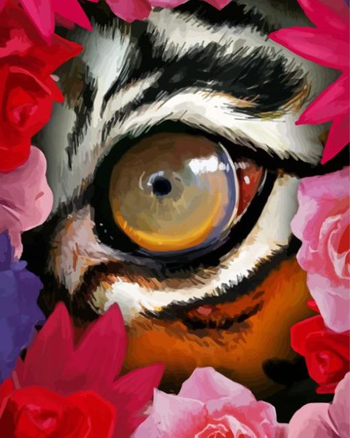 Floral Tiger Eyes Diamond Painting