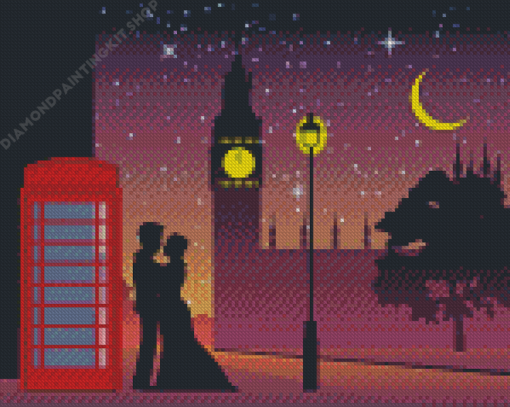 London Couple Silhouette Diamond Painting