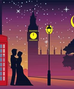 London Couple Silhouette Diamond Painting