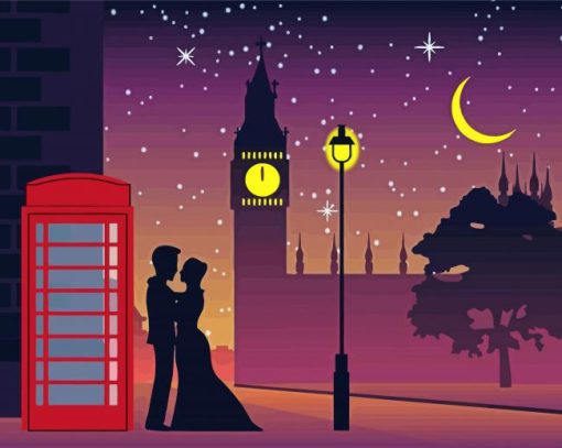 London Couple Silhouette Diamond Painting