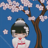 Japanese Doll In White Diamond Painting