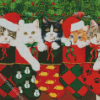 Kittens In Christmas Stockings Diamond Painting