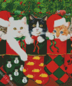 Kittens In Christmas Stockings Diamond Painting