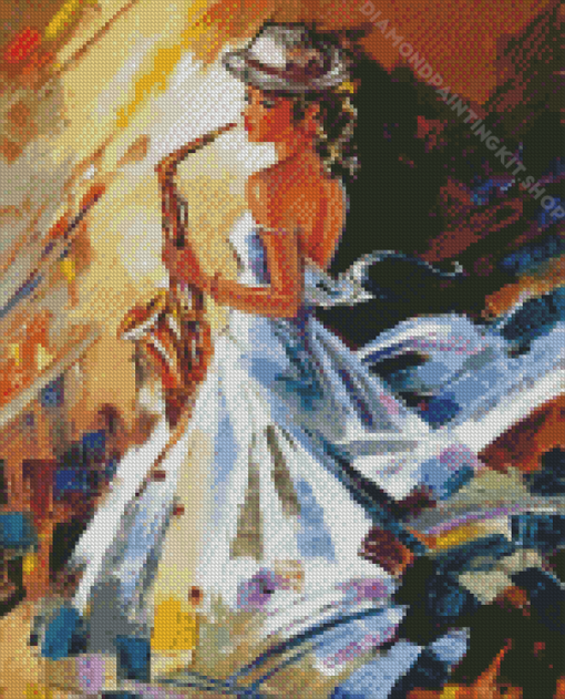 Lady Saxophone Player Diamond Painting