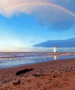 Lighthouse With Rainbow Seascape Diamond Painting