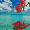 Pink Flowers On Beach Diamond Painting