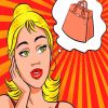 Pop Art Girl Thinking About New Purse Diamond Painting