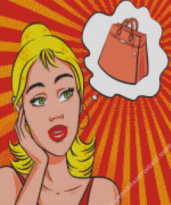 Pop Art Girl Thinking About New Purse Diamond Painting