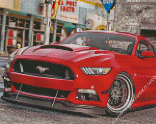 Red Mustang Ford Car Diamond Painting