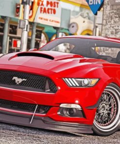 Red Mustang Ford Car Diamond Painting