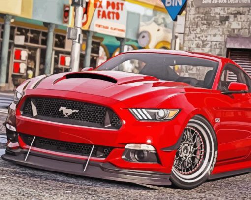 Red Mustang Ford Car Diamond Painting