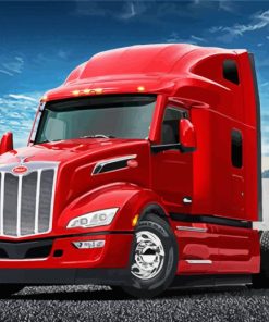 Red Peterbilt Semi Diamond Painting