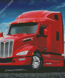 Red Peterbilt Semi Diamond Painting