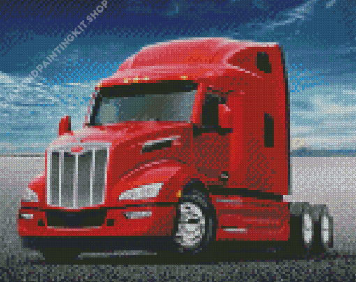 Red Peterbilt Semi Diamond Painting