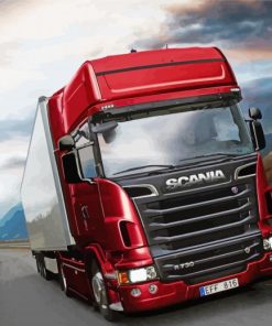 Red Scania Truck Diamond Painting