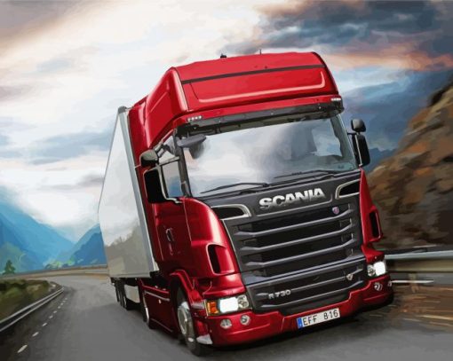 Red Scania Truck Diamond Painting