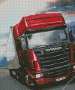 Red Scania Truck Diamond Painting