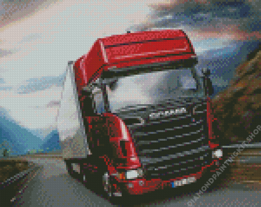 Red Scania Truck Diamond Painting