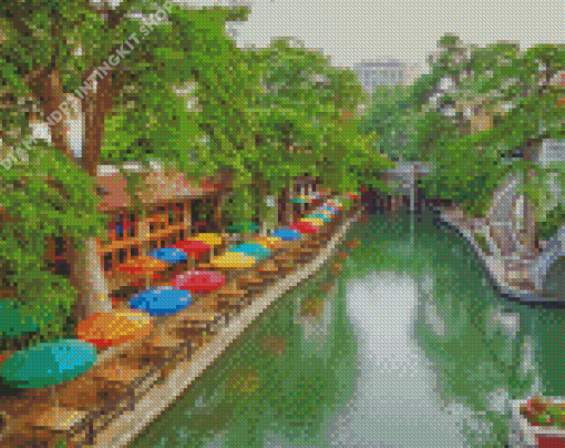 San Antonio River Walk Casa Rio Diamond Painting