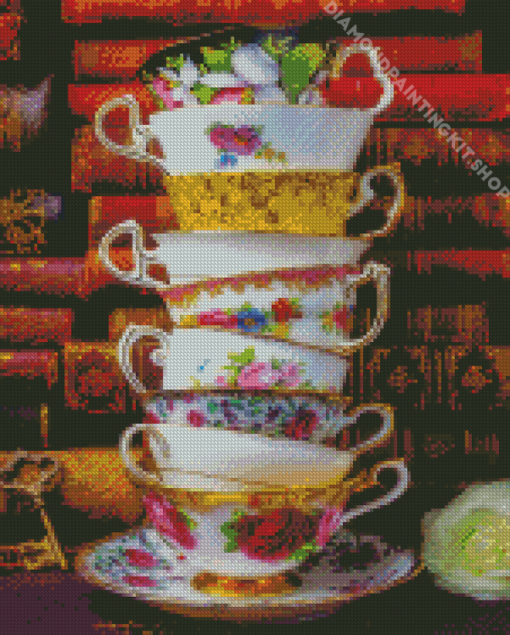 Stacked Teacups Diamond Painting