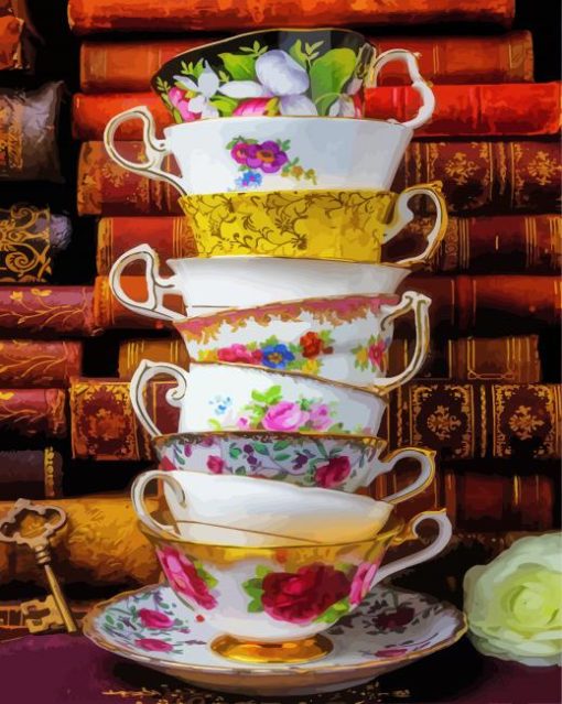 Stacked Teacups Diamond Painting