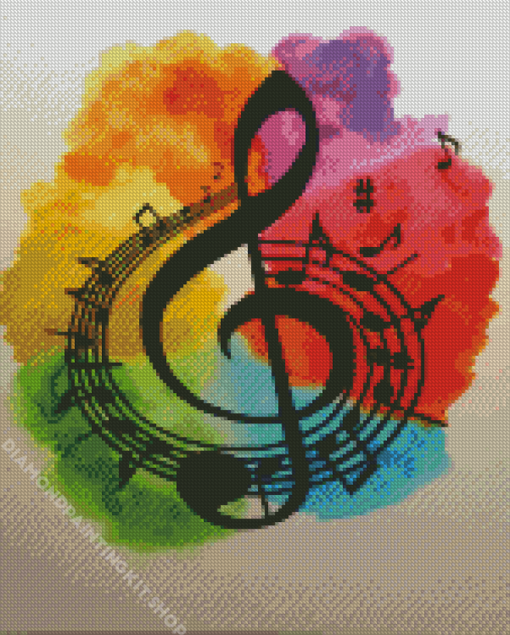 Watercolour Music Note Diamond Painting