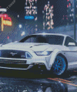 White Mustang Ford Diamond Painting