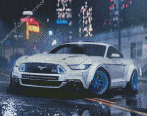 White Mustang Ford Diamond Painting