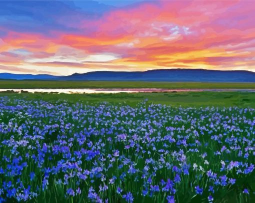 Wild Blue Iris Field Diamond Painting