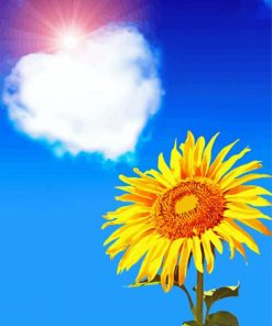 Yellow Sunflower And Heart Cloud Diamond Painting