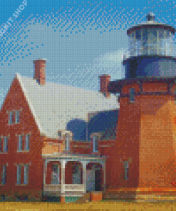 Aesthetic Block Island Lighthouse Building Diamond Painting