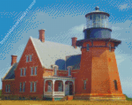 Aesthetic Block Island Lighthouse Building Diamond Painting