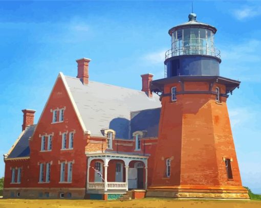 Aesthetic Block Island Lighthouse Building Diamond Painting