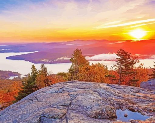 Aesthetic Mount Major At Sunset Diamond Painting