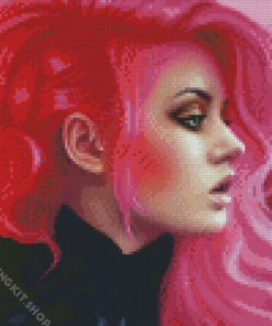 Aesthetic Girl With Hot Pink Hair Diamond Painting