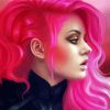 Aesthetic Girl With Hot Pink Hair Diamond Painting