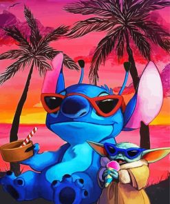 Baby Stitch On Beach Diamond Painting